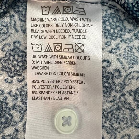 D&Co Womens Knit Blouse Size 2X Blue Floral Print Button Up Half Sleeve - Picture 5 of 5